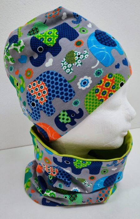 Dětský dvouvrstvý set ,čepice a nákrčník ,velikost 2